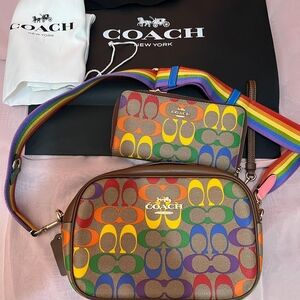 Coach Rainbow Signature Bag and Wallet Set